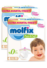 Molfix Pure Soft 4 Numara Bantlı Bebek Bezi 2x86'lı