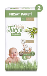 Baby Turco Doğadan 2 Numara Bantlı Bebek Bezi 96'lı