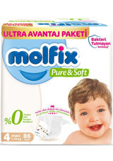 Molfix Pure Soft 4 Numara Bantlı Bebek Bezi 344'lü