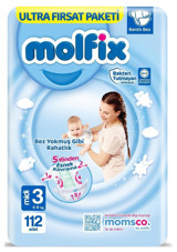 Molfix 3 Numara Bantlı Bebek Bezi 112'li