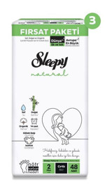 Sleepy Natural 2 Numara Bantlı Bebek Bezi 144'lü