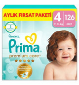 Prima Premium Care 4 Numara Bantlı Bebek Bezi 126'lı