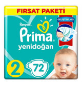 Prima Pampers 2 Numara Bantlı Bebek Bezi 2x72'li