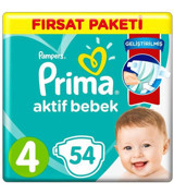 Prima Pampers 4 Numara Bantlı Bebek Bezi 2x54'lü