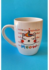 Trade Bazaar Meow Sevimli Kedi Baskılı Kupa Beyaz