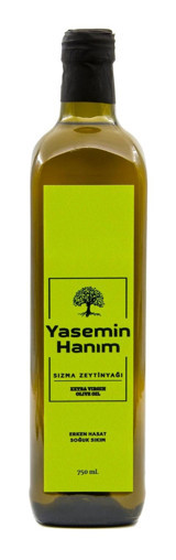 Yasemin Hanım Soğuk Sıkım Organik Polifenolsüz Erken Hasat Cam Sızma Zeytinyağı 750 ml
