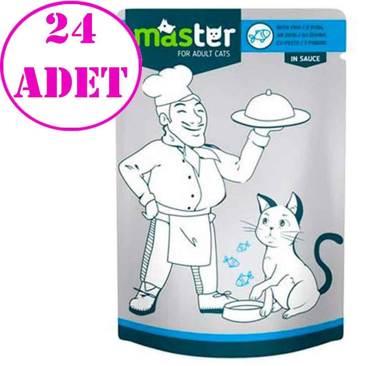 Master Yetişkin Balık Soslu Yaş Kedi Maması 24x80 gr