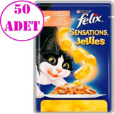 Felix Yetişkin Karides-Somon Jöleli-Parça Etli Yaş Kedi Maması 50x85 gr