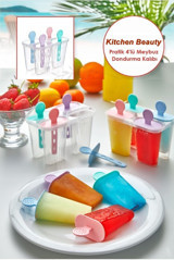 Kitchen Beauty Dondurma Şekilli Plastik Kapaklı Renkli Buz Kalıbı