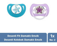 Bambino Fit 6-18 Ay Delikli Ortodontik Damaklı Plastik Emzik Mavi - Mor