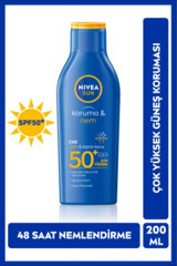 Nivea 50 Faktör İçin Nemlendirici Suya Dayanıklı Yüz ve Vücut Güneş Losyonu 200 ml