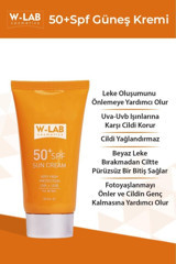 W-Lab Kozmetik W-Lab Sun Cream 50 Faktör Tüm Ciltler İçin Nemlendirici Suya Dayanıklı Yüz Güneş Kremi 50 ml
