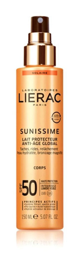 Lierac Sunissime Energizing Protective Milk 50 Faktör Tüm Ciltler İçin Nemlendirici Suya Dayanıklı Vücut Güneş Sütü 150 ml