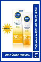 Nivea 50 Faktör İçin Leke Karşıtı Nemlendirici Yaşlanma Karşıtı Suya Dayanıklı Yüz ve Vücut Güneş Kremi 50 ml