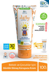 Babyton 30 Faktör Tüm Ciltler İçin Nemlendirici Suya Dayanıklı Yüz Güneş Kremi 100 ml