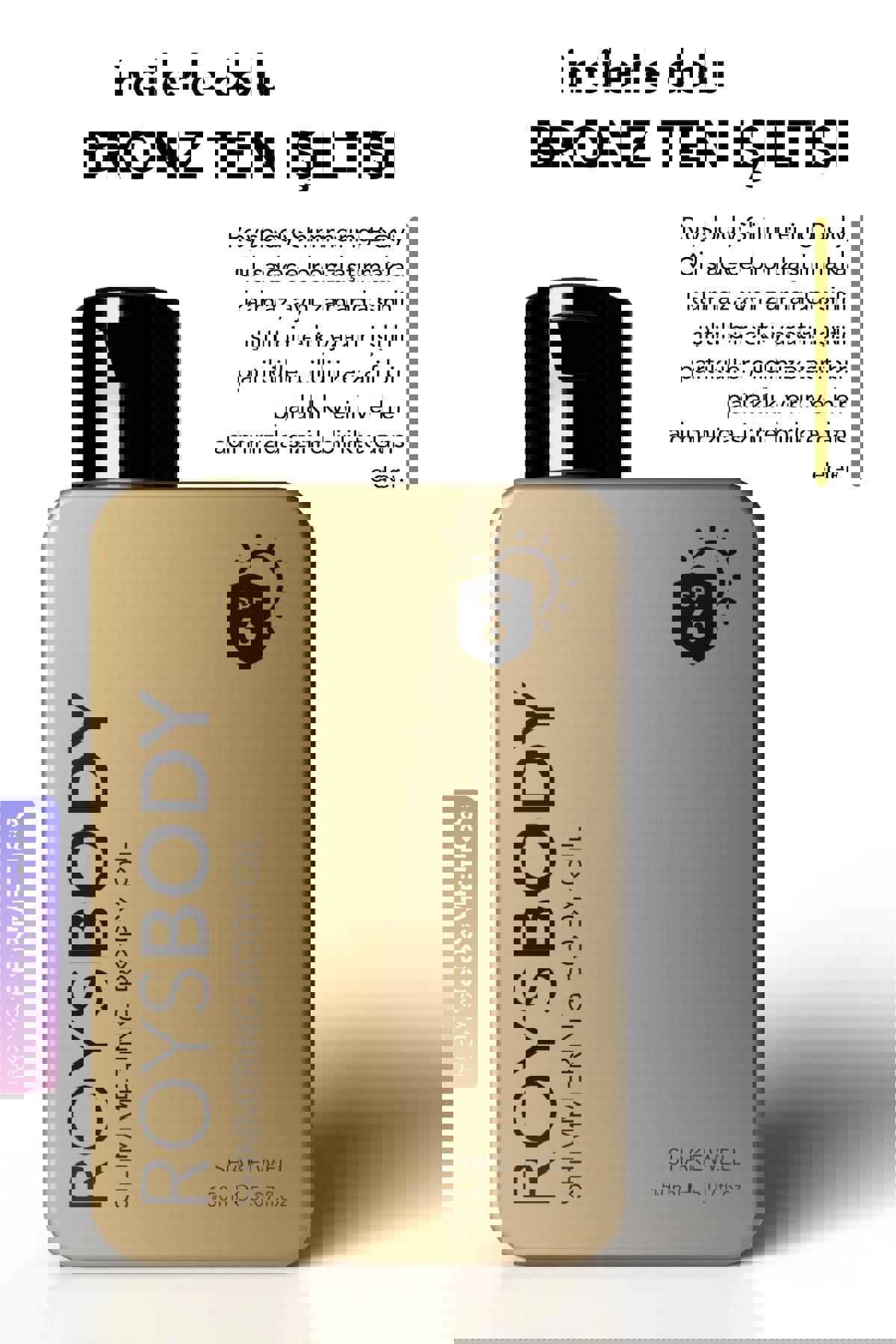 Roys Body Havuç - Hindistan Cevizi - Kakao Simli Yoğun 6 Faktör Vücut İçin Bronzlaştırıcı Yağ 150 ml