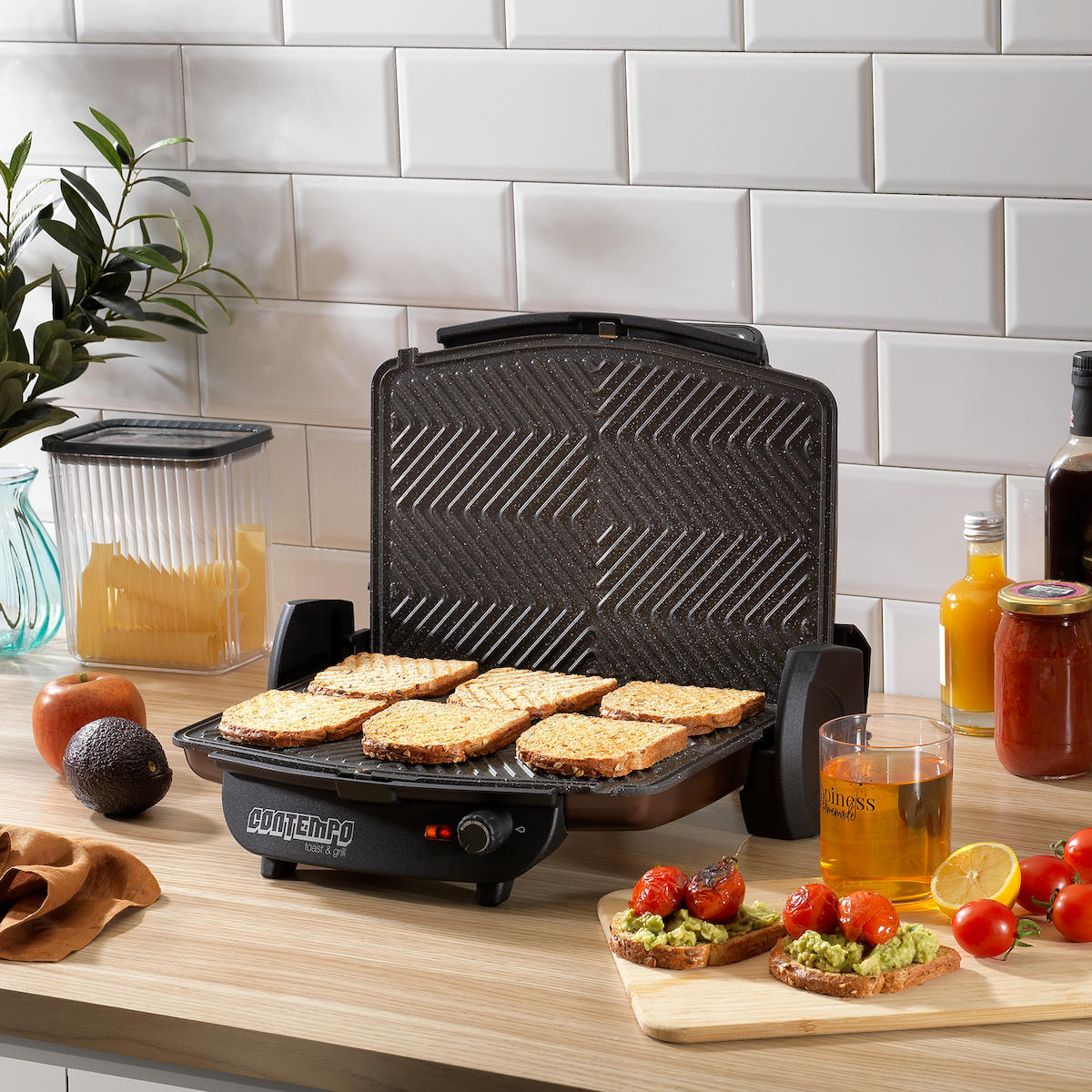Schafer Contempo 6 Dilim Döküm Çıkartılabilir Plaka Kahverengi Izgara Tost Makinesi