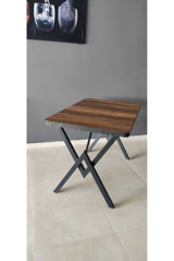 Serdemdizayn Dikdörtgen Ahşap-Metal 70x110 cm Kahverengi - Siyah Kamp Masası