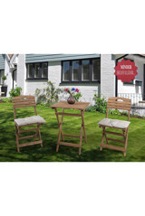 Barışahşap Katlanabilir Kare Ahşap 50x50 cm Kahverengi Kamp Masası