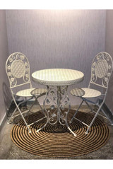 Panalı Yuvarlak Metal 60 cm Bej Kamp Masası