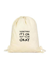 Tabby Design Okay Motto Baskılı Büzgülü Krem Kadın Sırt Çantası
