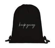 Tabby Design Keep Going Motto Baskılı Büzgülü Siyah Kadın Sırt Çantası