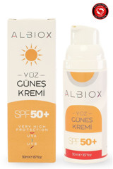 Albiox Renksiz 50 Faktör Tüm Ciltler İçin Leke Karşıtı Yaşlanma Karşıtı Aydınlatıcı Suya Dayanıklı Yüz Güneş Kremi 50 ml