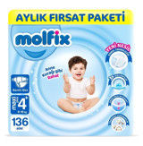 Molfix Maxi Plus 4 Numara Organik Bantlı Bebek Bezi 136 Adet