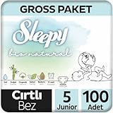 Sleepy Bio Natural Gross 5 Numara Organik Cırtlı Bebek Bezi 100 Adet