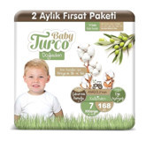 Baby Turco Doğadan Maxi 7 Numara Organik Cırtlı Bebek Bezi 168 Adet