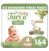 Baby Turco Doğadan Maxi 4 Numara Organik Cırtlı Bebek Bezi 164 Adet