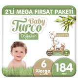 Baby Turco Doğadan 6 Numara Organik Cırtlı Bebek Bezi 184 Adet