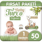 Baby Turco Fırsat Paketi 1 Numara Organik Bantlı Bebek Bezi 50 Adet