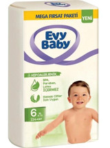 Evy Baby Mega Fırsat Paketi 6 Numara Organik Cırtlı Bebek Bezi 224 Adet