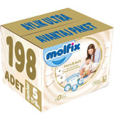 Molfix Pure&Soft 5 Numara Organik Cırtlı Bebek Bezi 198 Adet