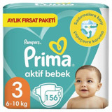 Prima Sızdırmaz 3 Numara Organik Cırtlı Bebek Bezi 156 Adet