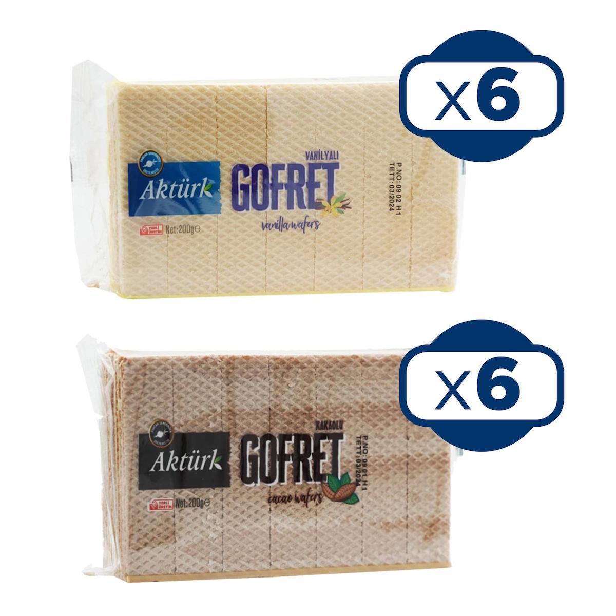 Aktürk Kakaolu - Vanilyalı Gofret 12x200 gr