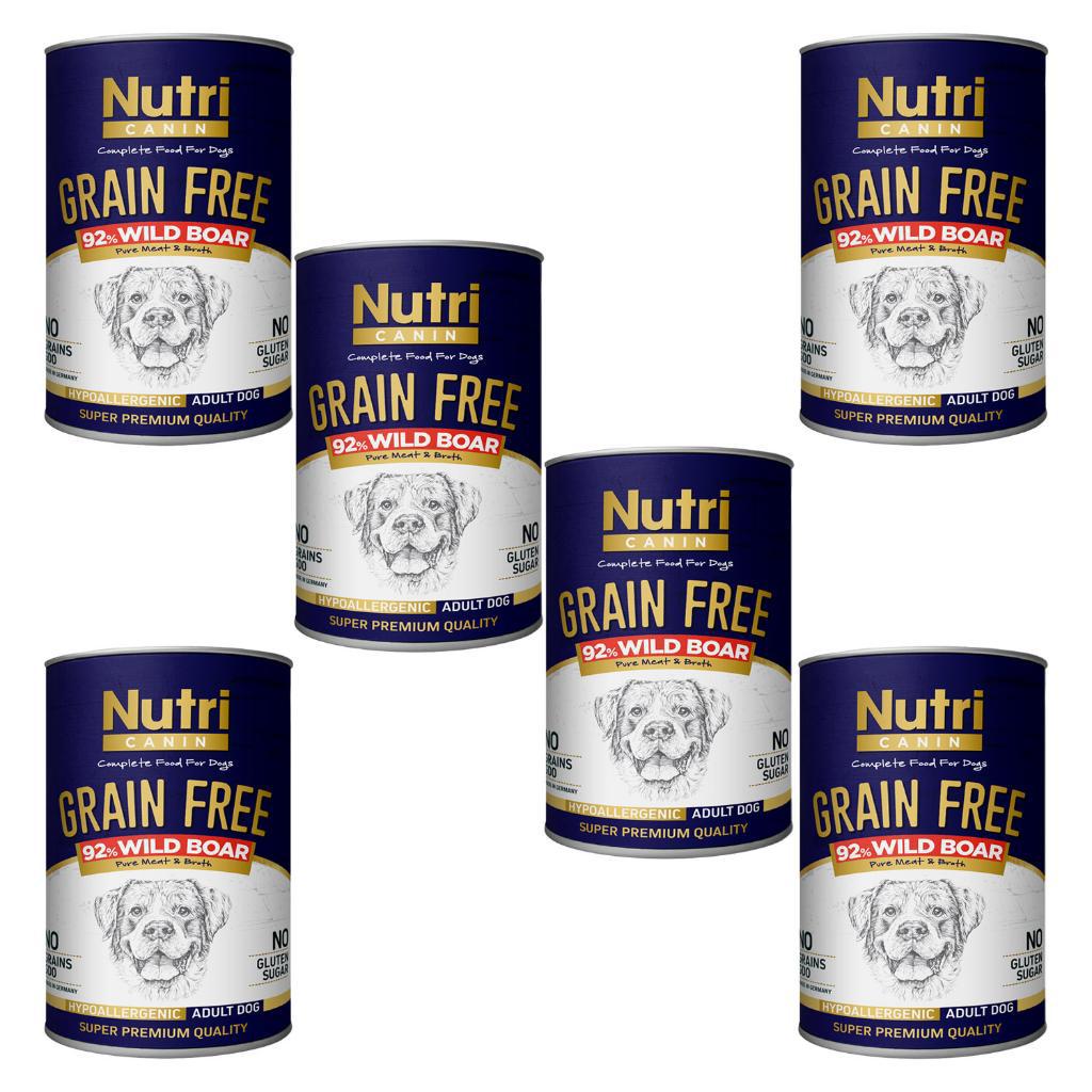 Nutri Canin Grain Free Domuz Etli Kıyılmış Yaş Köpek Maması 400 gr 6'lı