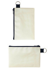 Woys Bags Clutch Ekru Düz Kanvas Küçük Boy Makyaj Çantası