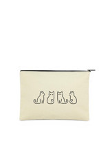 Çınar Bez Çanta Clutch Krem Baskılı Kumaş Küçük Boy Makyaj Çantası