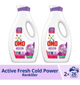 Omo Active Fresh Cold Power 52 Yıkama Renkliler İçin Sıvı Deterjan 2x1.69 lt