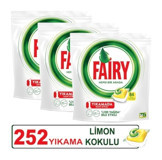 Fairy Hepsi Bir Arada Limon Kokulu Tablet Bulaşık Makinesi Deterjanı 252 Adet