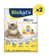 Biokat's Micro Bianco Fresh Extra Topaklanan İnce Taneli Bentonit Kedi Kumu 2x6 lt