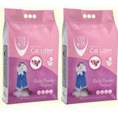 Van Cat Bebek Pudrası Kokulu Topaklanan İnce Taneli Bentonit Kedi Kumu 2x10 lt