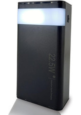 Coverzone 30000 mAh Hızlı Şarj Işıklı Micro Type C - USB Powerbank Siyah