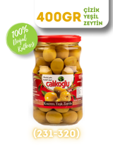 Çalıkoğlu Çizik Yeşil Zeytin Pet Kavanoz 400 gr