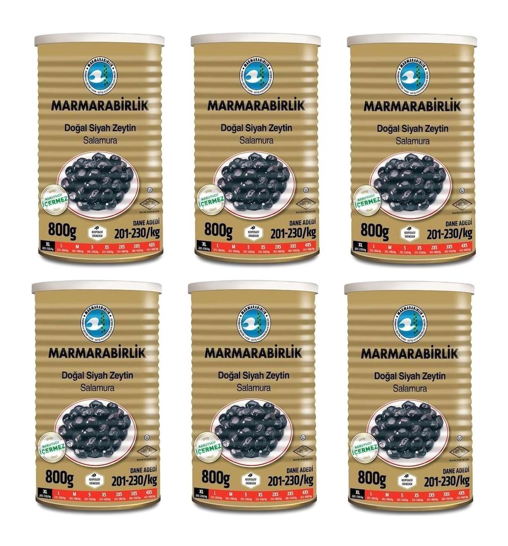 Marmarabirlik Salamura Siyah Zeytin Teneke 6x800 gr