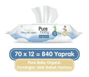 Pure Baby Organik Yenidoğan 70 Yaprak 12'li Islak Mendil