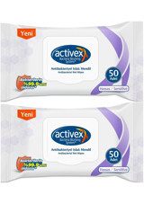 Activex Hassas Ciltler Antibakteriyel 50 Yaprak 2'li Islak Mendil