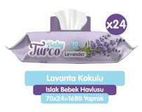 Baby Turco Lavanta Kokulu 70 Yaprak 24'lü Islak Mendil